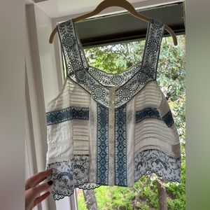 Loveshackfancy cropped eyelet tank.